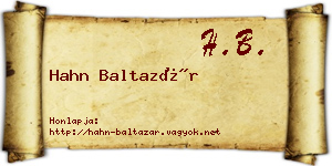 Hahn Baltazár névjegykártya